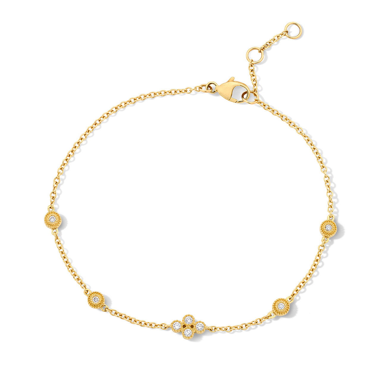 Milgrain Bezel Diamond Station Bracelet