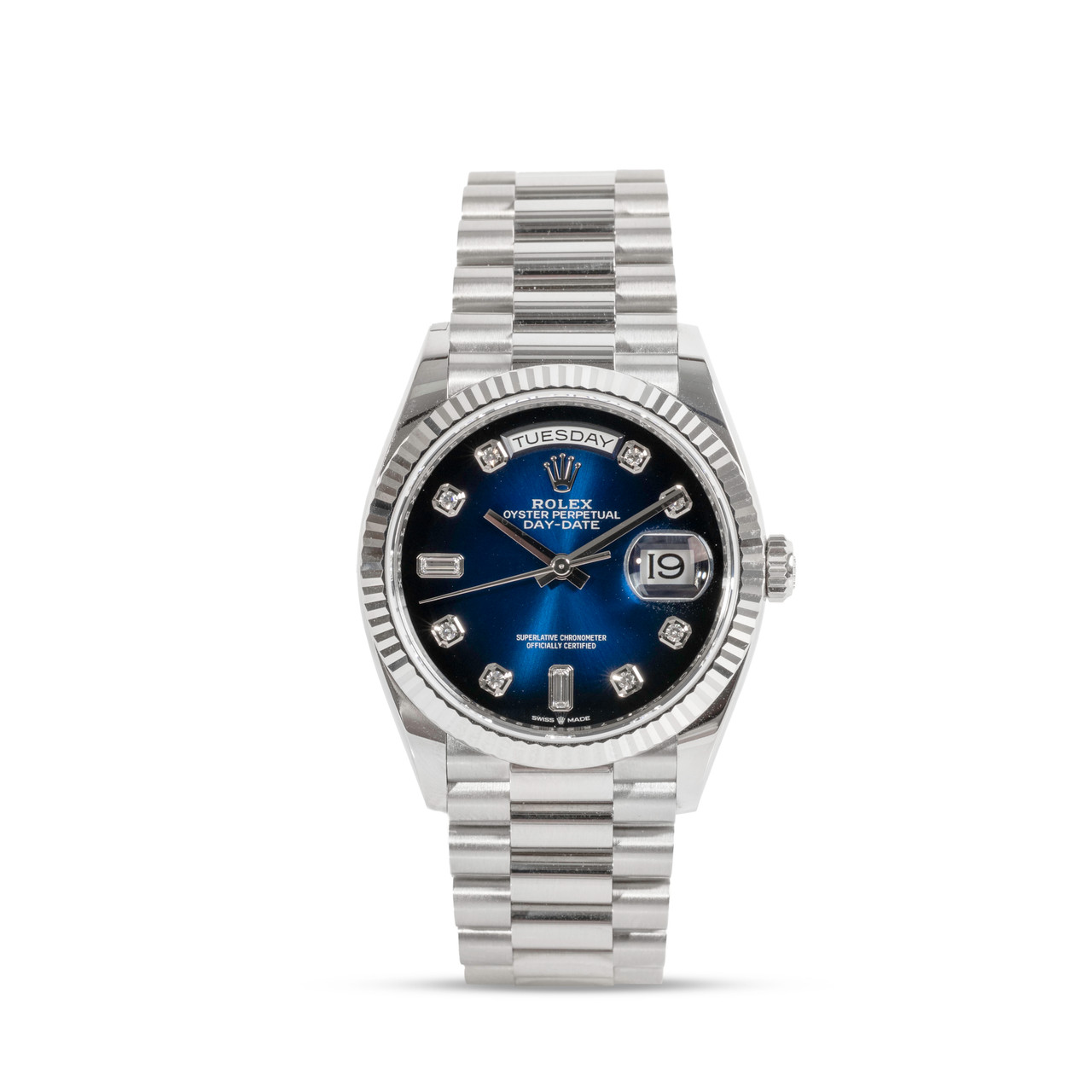 Rolex Day-Date 36 Blue Ombre Dial Watch | White Gold