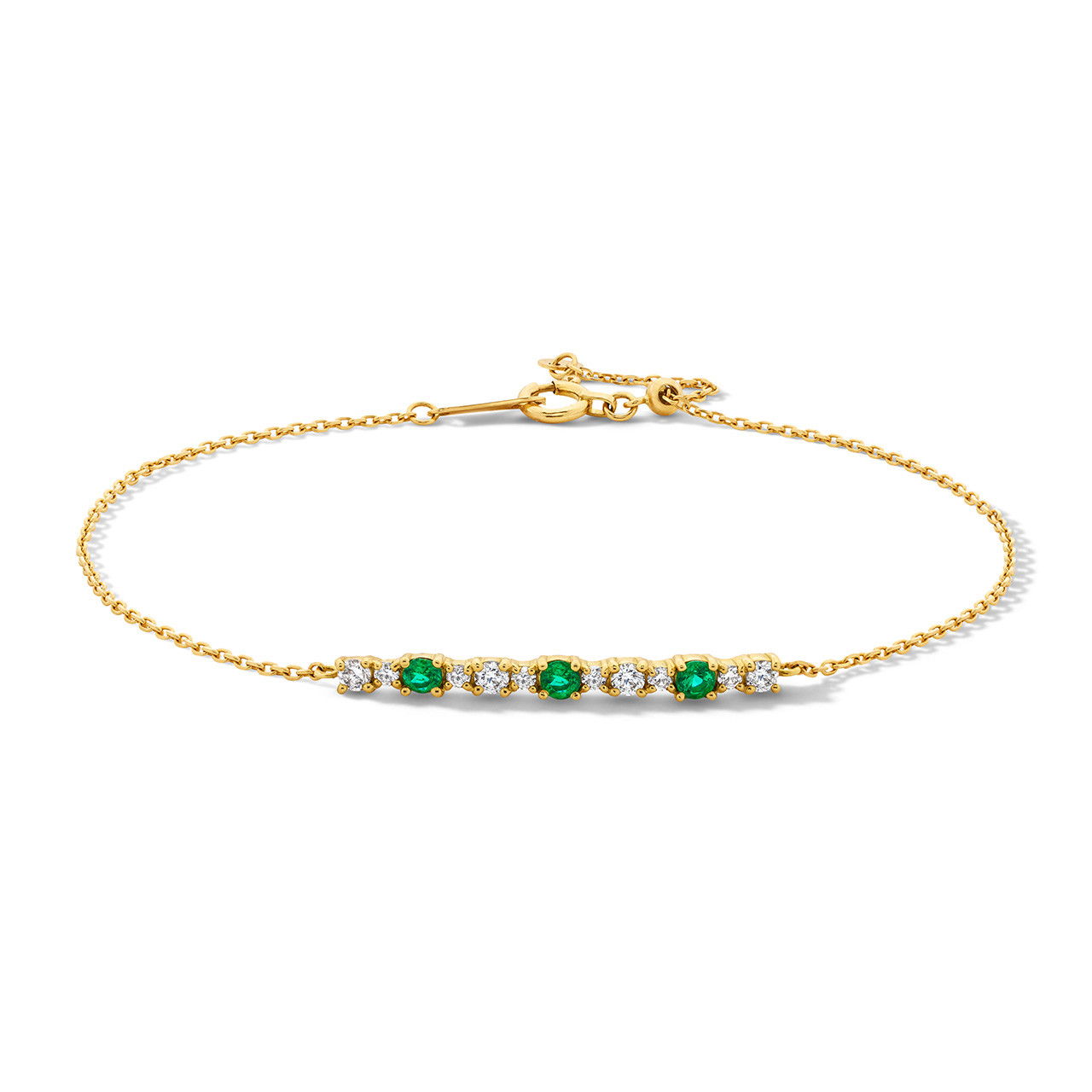 Green Emerald and Diamond Chain Bracelet