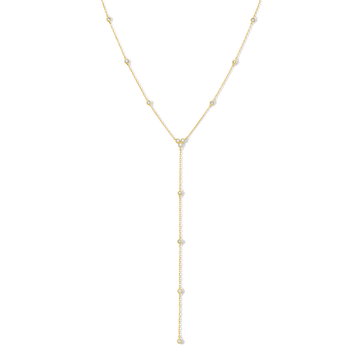 Bezel Diamond "Y" Lariat Necklace In Yellow Gold 18K