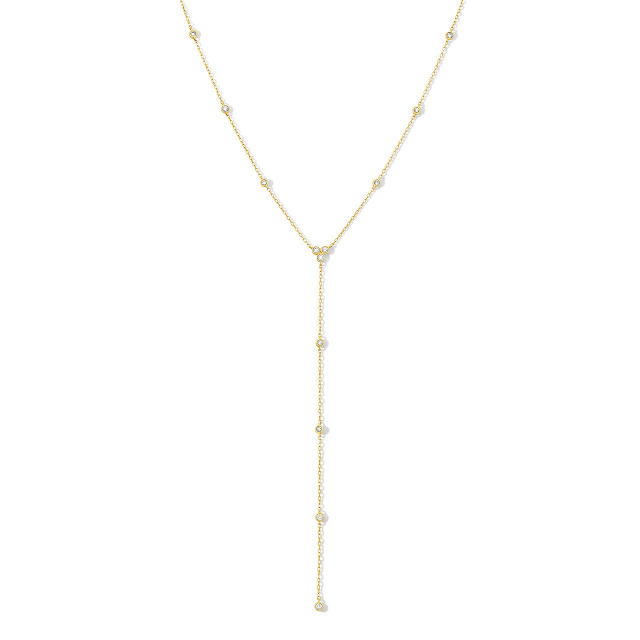 Bezel Diamond "Y" Lariat Necklace