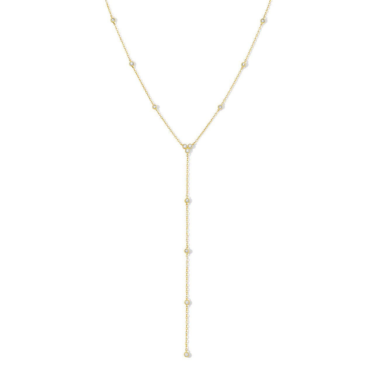 Bezel Diamond "Y" Lariat Necklace