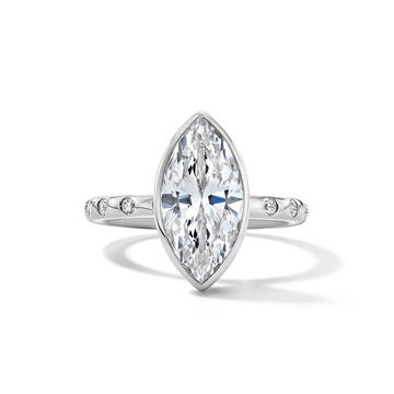 Bezel Scattered Diamond Engagement Setting In White Gold 14K
