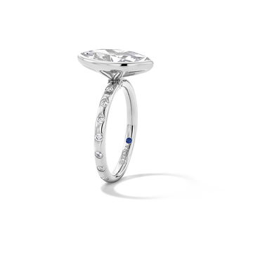 Bezel Scattered Diamond Engagement Setting In White Gold 14K