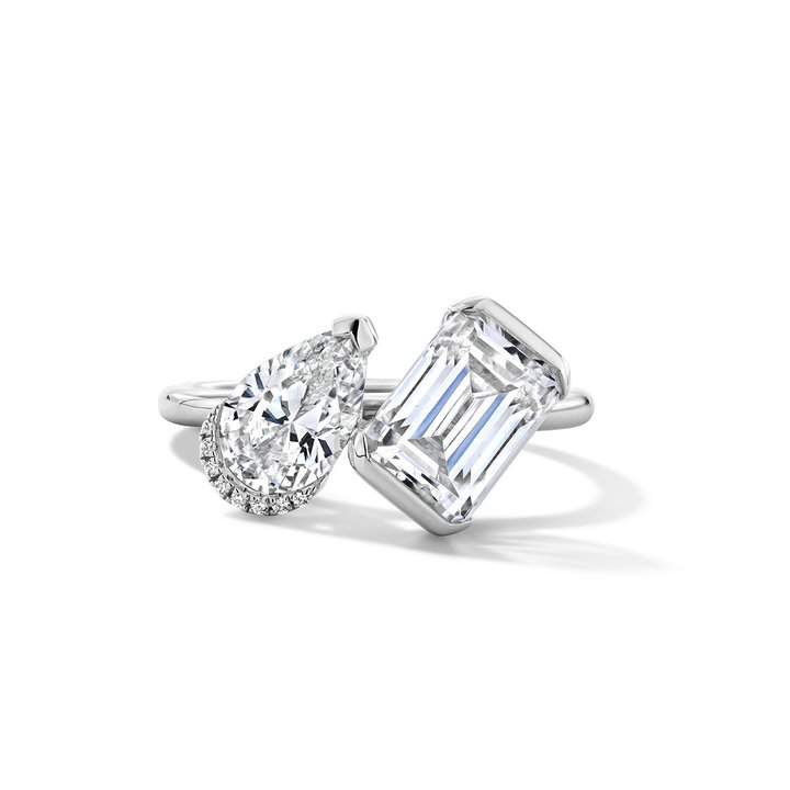 Toi et Moi East-West Diamond Engagement Setting In White Gold 14K