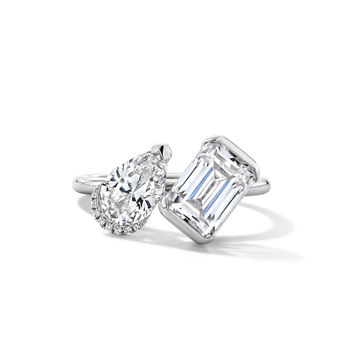 Toi et Moi East-West Diamond Engagement Setting In White Gold 14K
