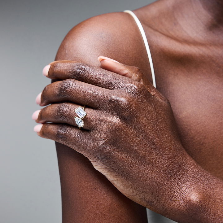 Toi et Moi East-West Diamond Engagement Setting In White Gold 14K