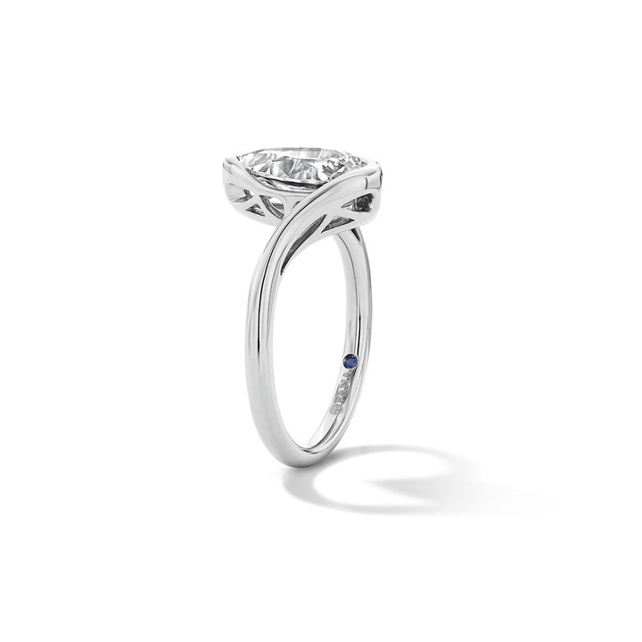 Solitaire Bezel Diamond Split-Shank Twist Engagement Setting In White Gold 14K