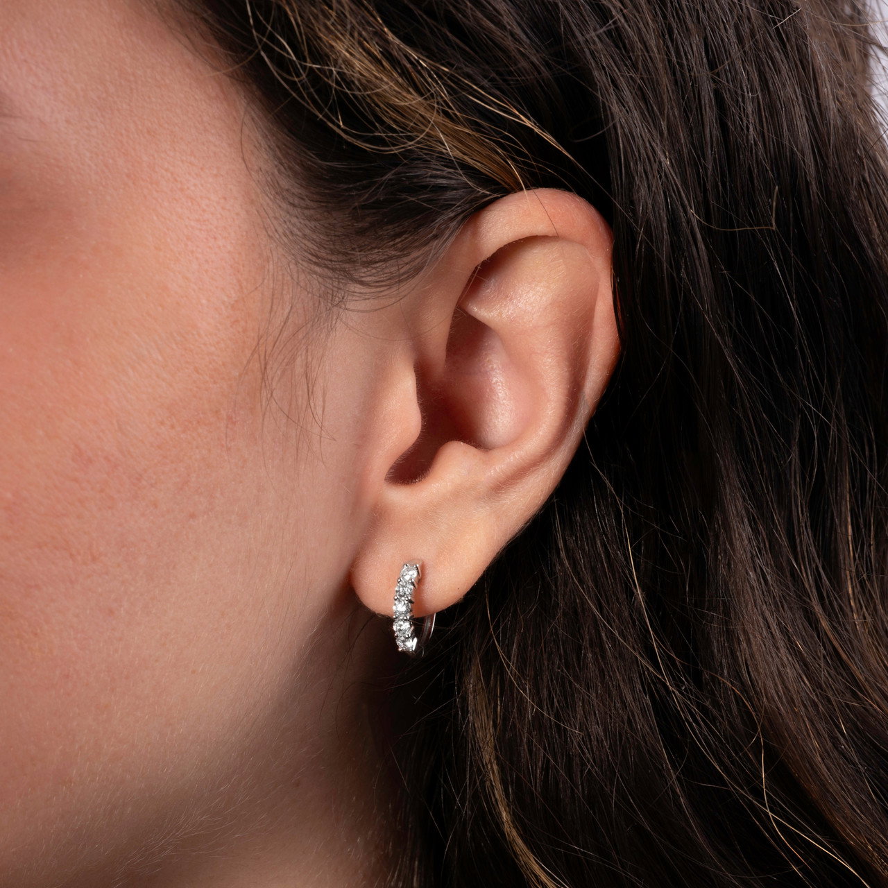 Diamond Hoop Huggie Earrings (0.50tw)