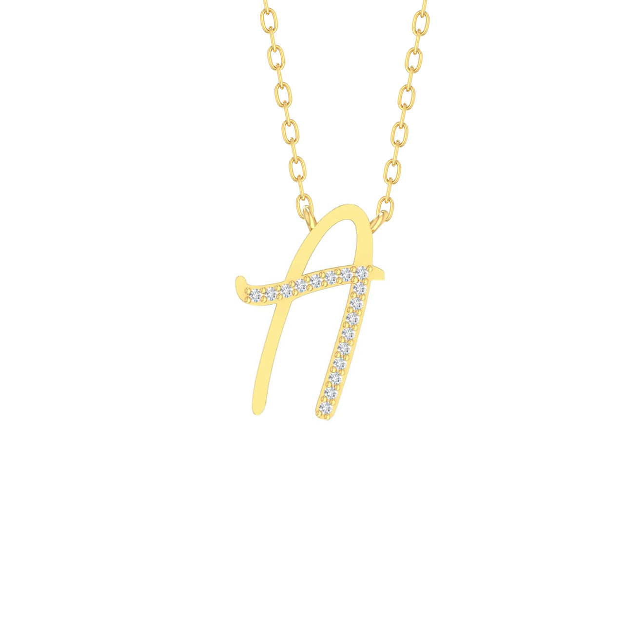 Diamond Initial Script Necklace by Adorette
