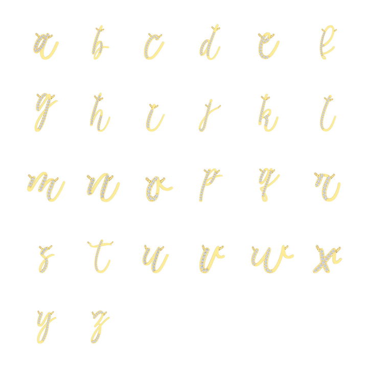 Diamond Initial Script Necklace by Adorette In Yellow Gold 14K