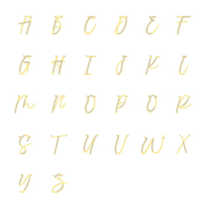 Diamond Initial Script Necklace by Adorette In Yellow Gold 14K