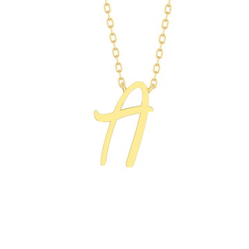 Gold Initial Script Necklace by Adorette In Yellow Gold 14K