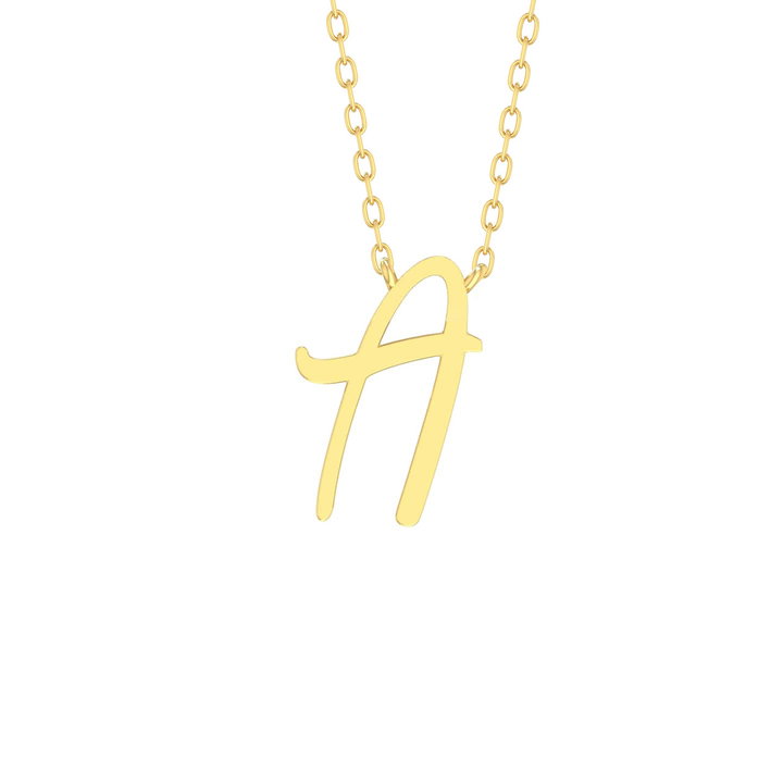 Gold Initial Script Necklace by Adorette In Yellow Gold 14K