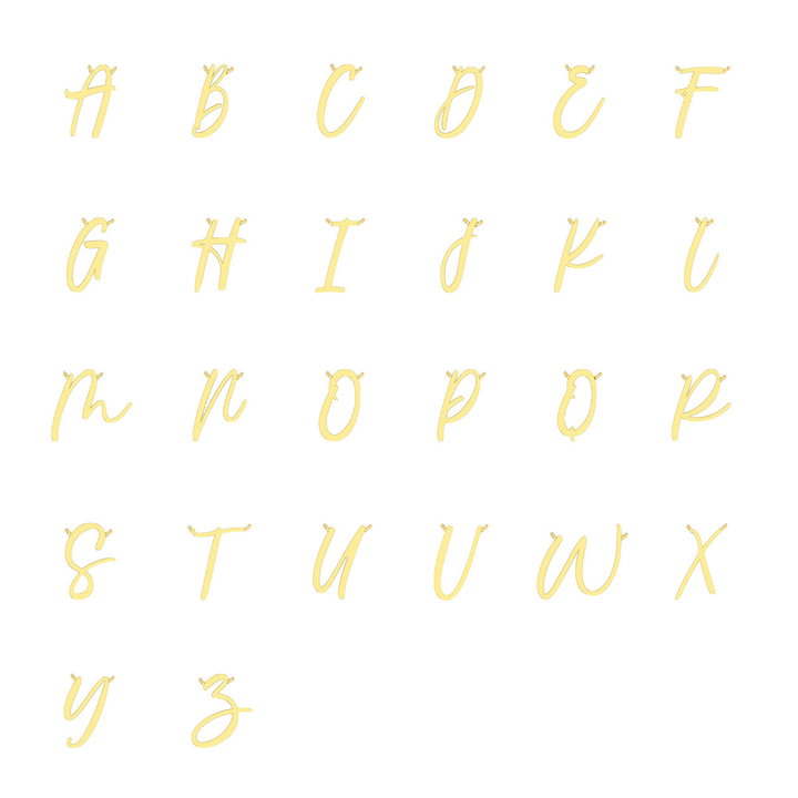 Gold Initial Script Necklace by Adorette In Yellow Gold 14K
