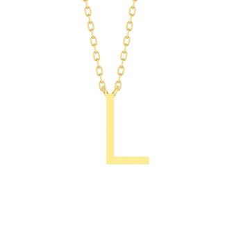 Gold Initial Block Necklace by Adorette In Yellow Gold 14K