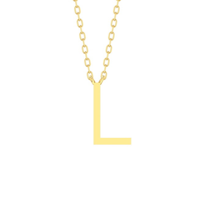 Gold Initial Block Necklace by Adorette In Yellow Gold 14K