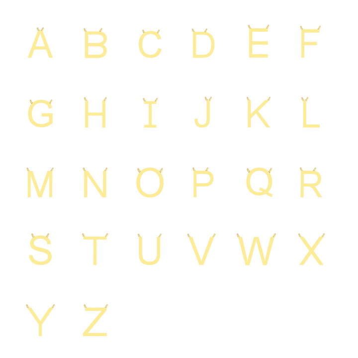 Gold Initial Block Necklace by Adorette In Yellow Gold 14K