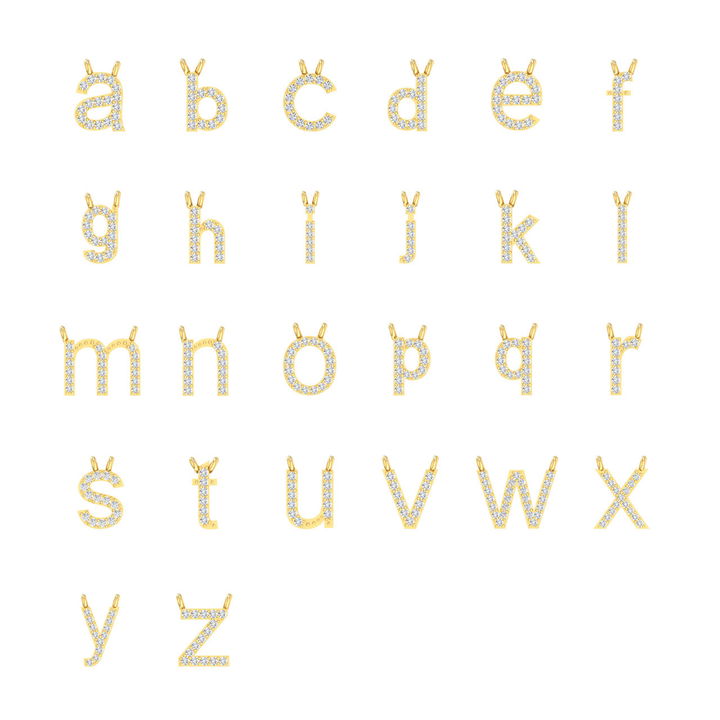 Diamond Lowercase Initial Block Necklace by Adorette In Yellow Gold 14K
