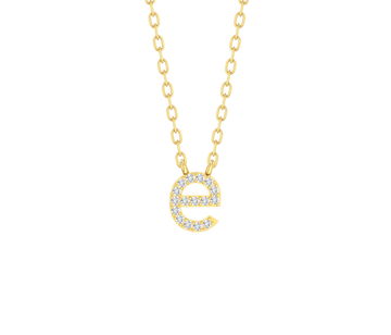 Diamond Lowercase Initial Block Necklace by Adorette In Yellow Gold 14K