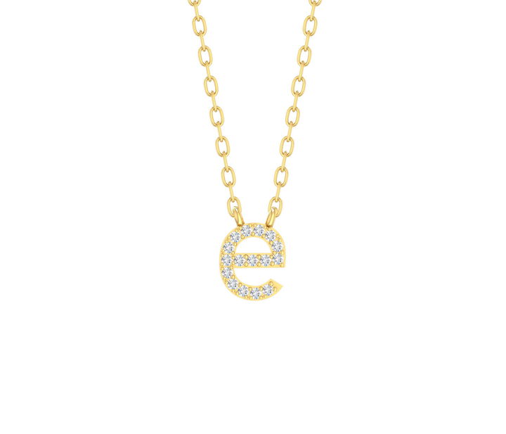 Diamond Lowercase Initial Block Necklace by Adorette In Yellow Gold 14K
