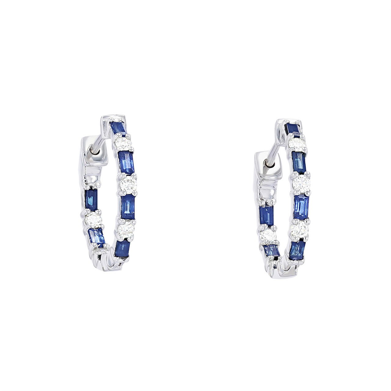Sapphire and Diamond Hoop Earrings