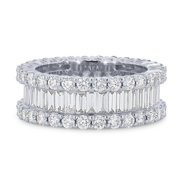 Round and Baguette Diamond Eternity Wedding Band (4.00tw) In White Gold 18K