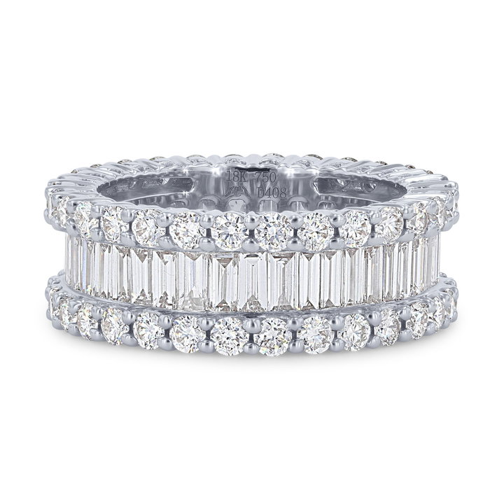Round and Baguette Diamond Eternity Wedding Band (4.00tw) In White Gold 18K