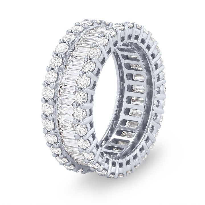 Round and Baguette Diamond Eternity Wedding Band (4.00tw) In White Gold 18K