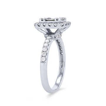 Diamond Mosaic Halo Ring In White Gold 14K