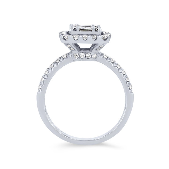 Diamond Mosaic Halo Ring In White Gold 14K