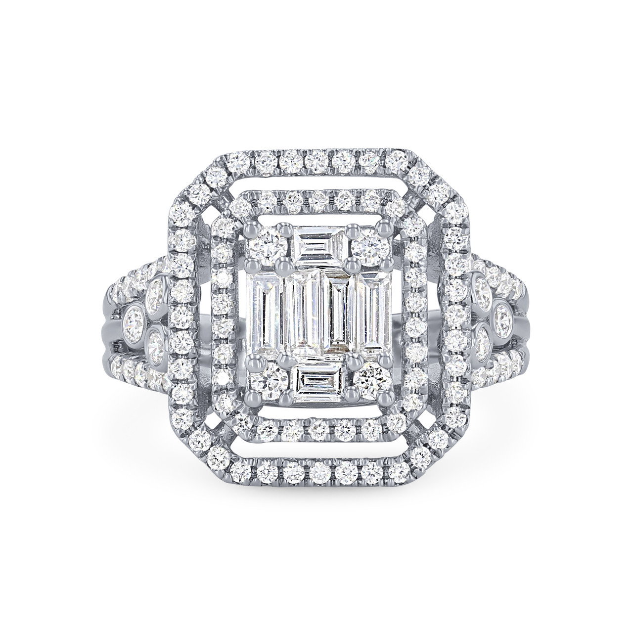 Diamond Mosiac Double Halo Ring 0