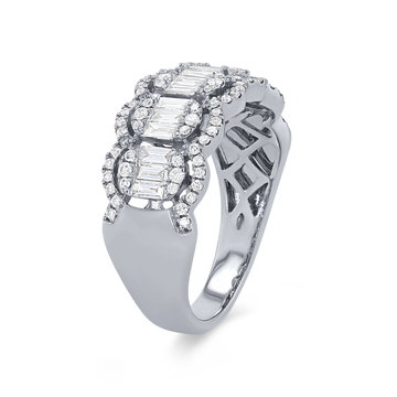Scalloped Multi-Shape Diamond Band In White Gold 14K