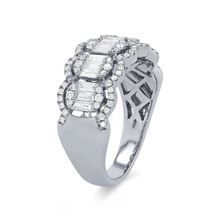 Scalloped Multi-Shape Diamond Band In White Gold 14K