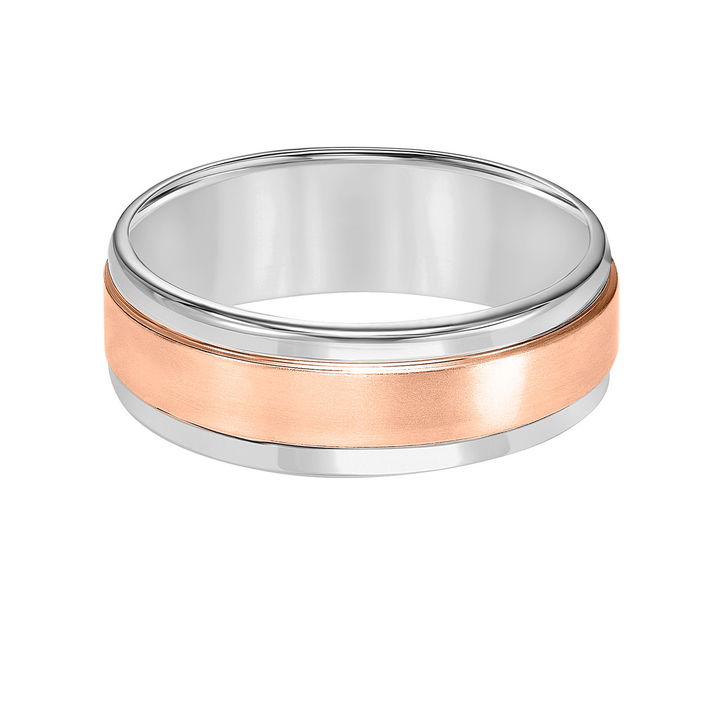 Two-Tone Matte Wedding Band In White Gold 14K