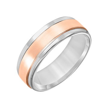 Two-Tone Matte Wedding Band In White Gold 14K