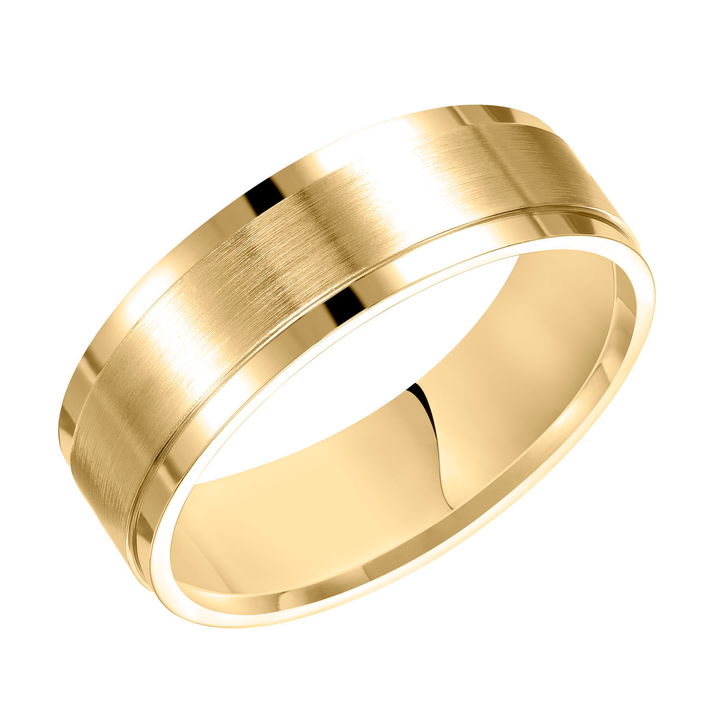 Matte and Polished Edge Wedding Band In White Gold 14K