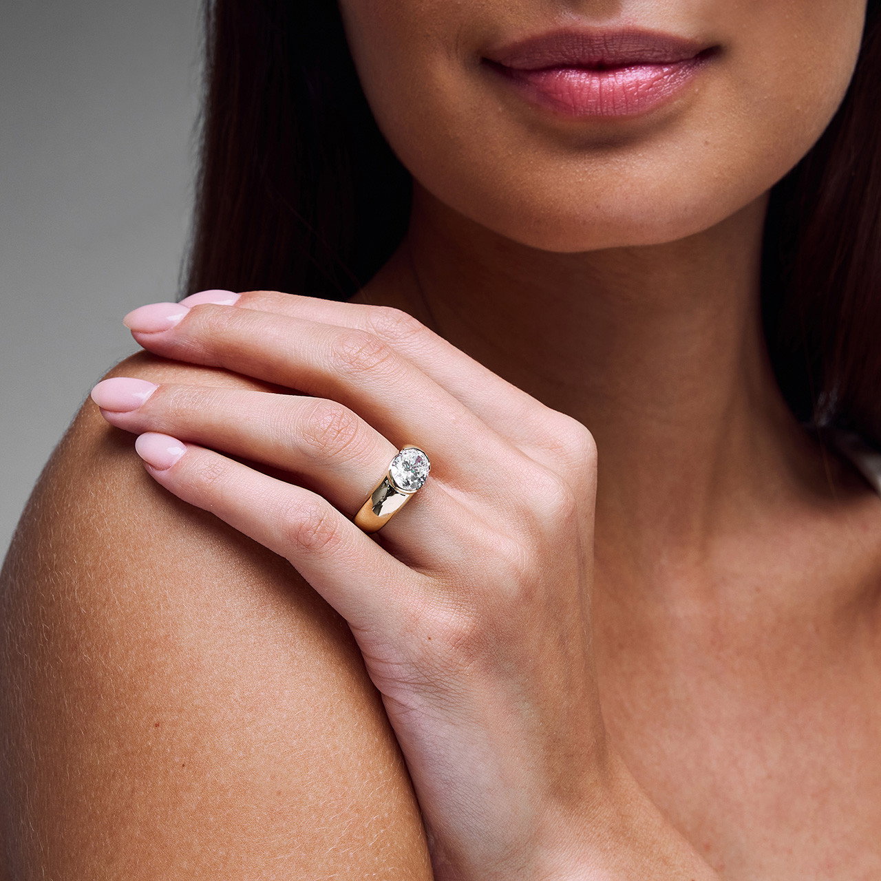 Wide Band Bezel-Set Engagement Setting by C. Gonshor 1