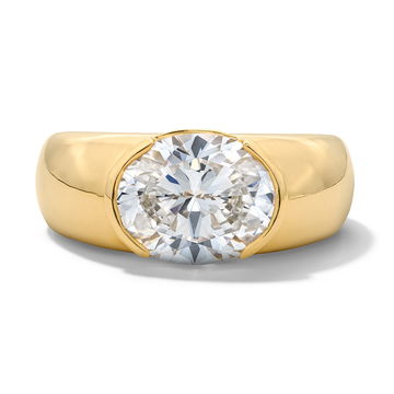 Wide Band Bezel-Set Engagement Setting by C. Gonshor In Yellow Gold 14K
