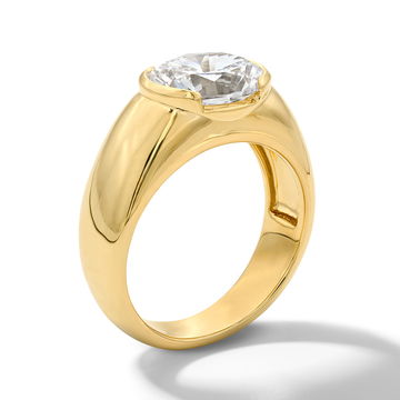 Wide Band Bezel-Set Engagement Setting by C. Gonshor In Yellow Gold 14K
