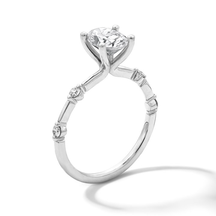 Sylvie Accent Diamond Engagement Setting In White Gold 14K