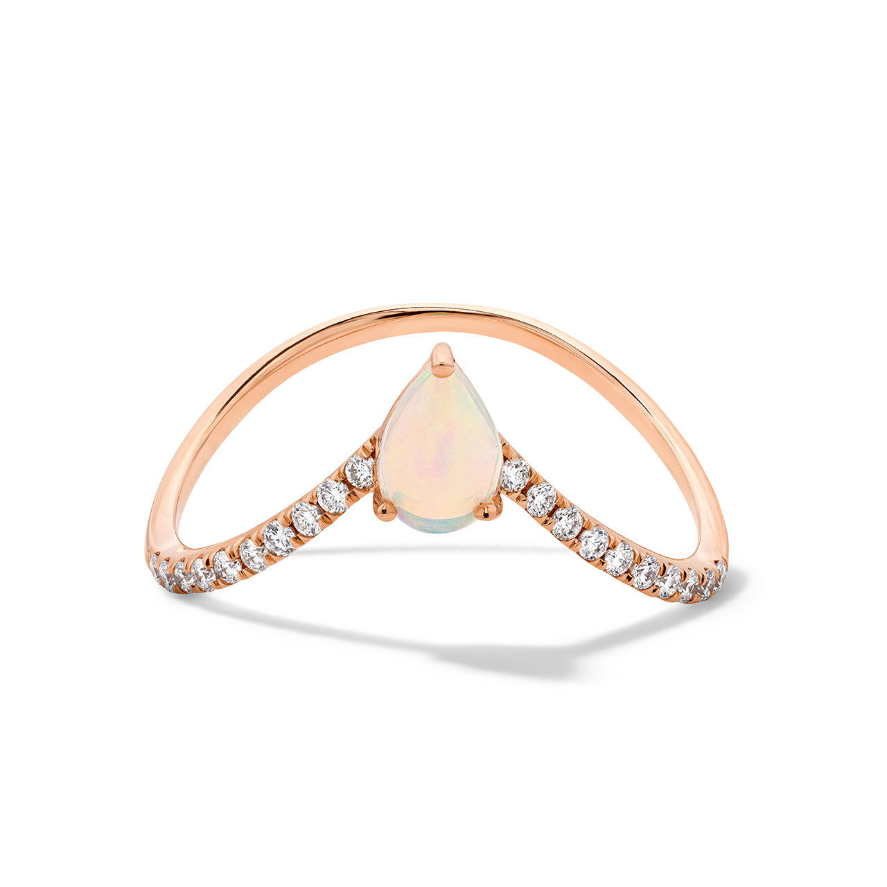 Pear Opal & Diamond Chevron Ring 0