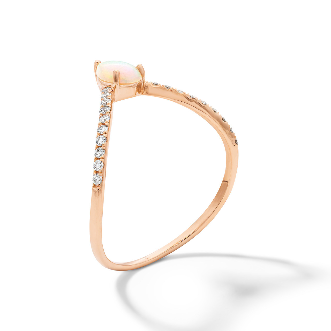 Pear Opal & Diamond Chevron Ring 1
