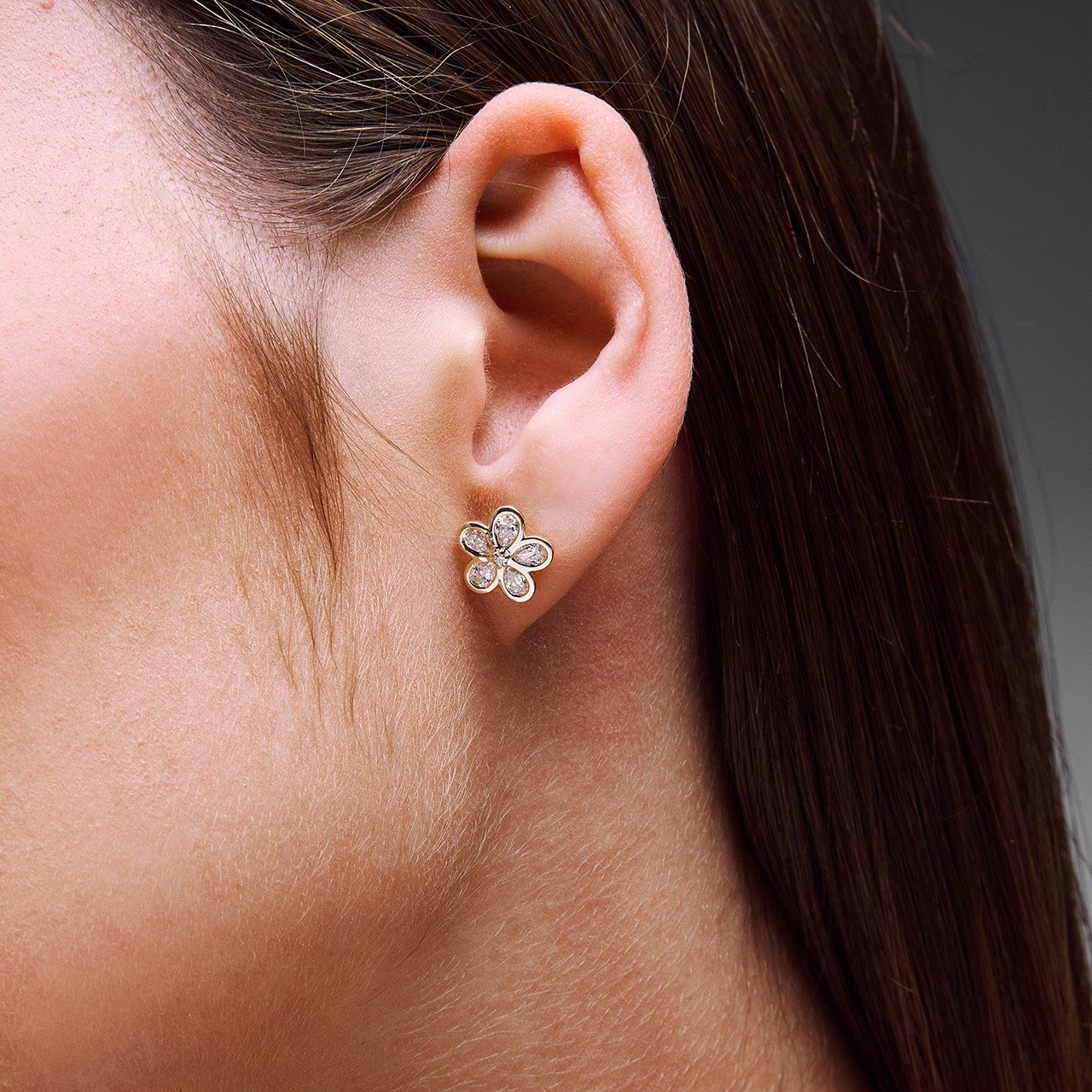 Diamond Floral Stud Earrings