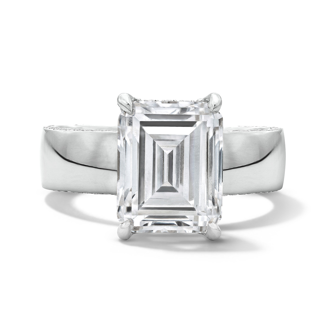 Wide-Band Pave Diamond Hidden Halo Engagement Setting by C. Gonshor 0