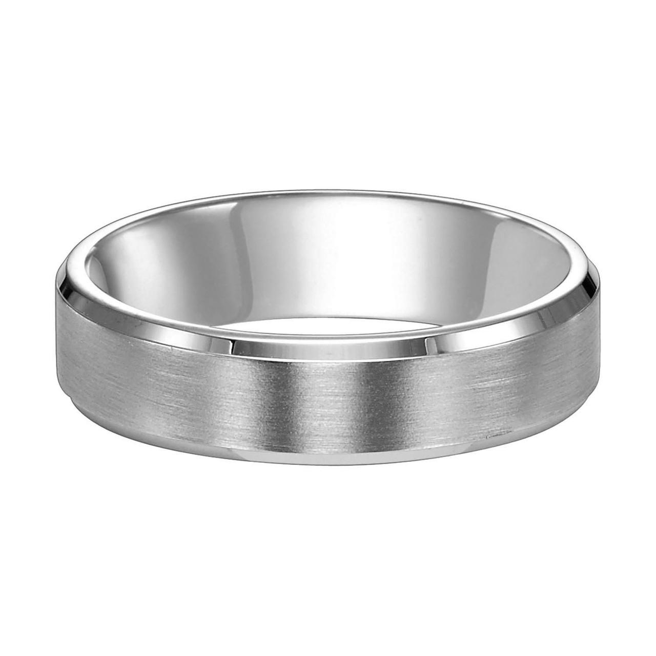 Satin High Polished Bevel Edge 6mm Wedding Band 0