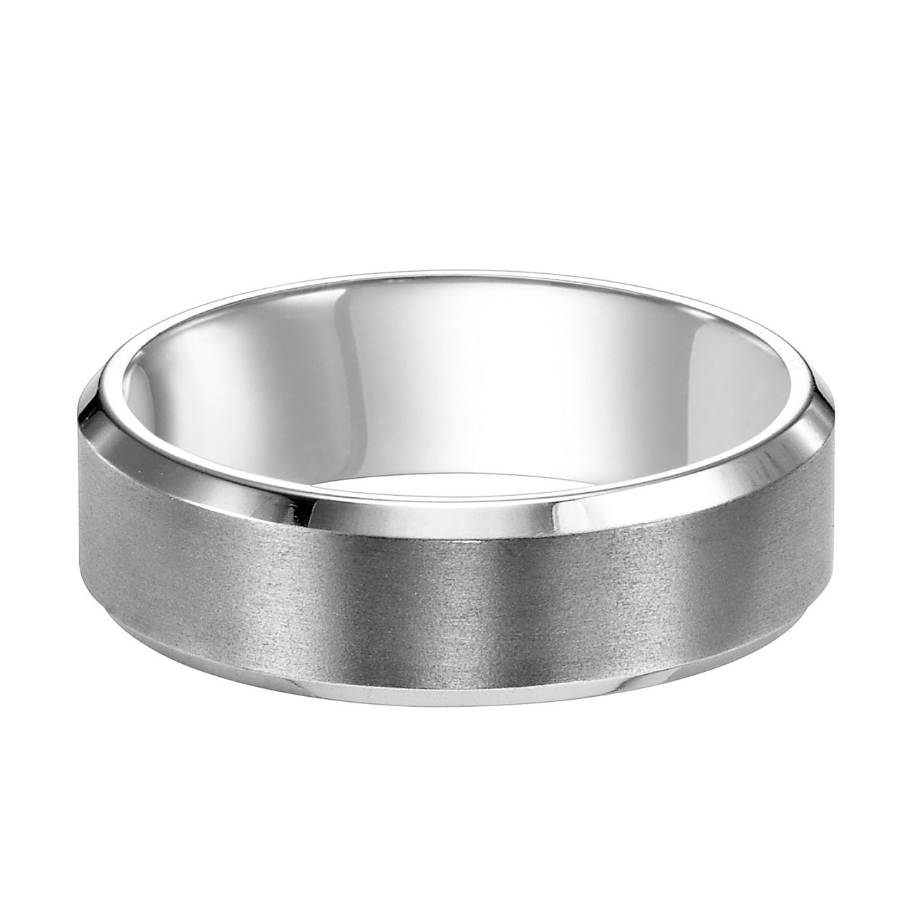 Satin Bevel Edge 7mm Wedding Band 0