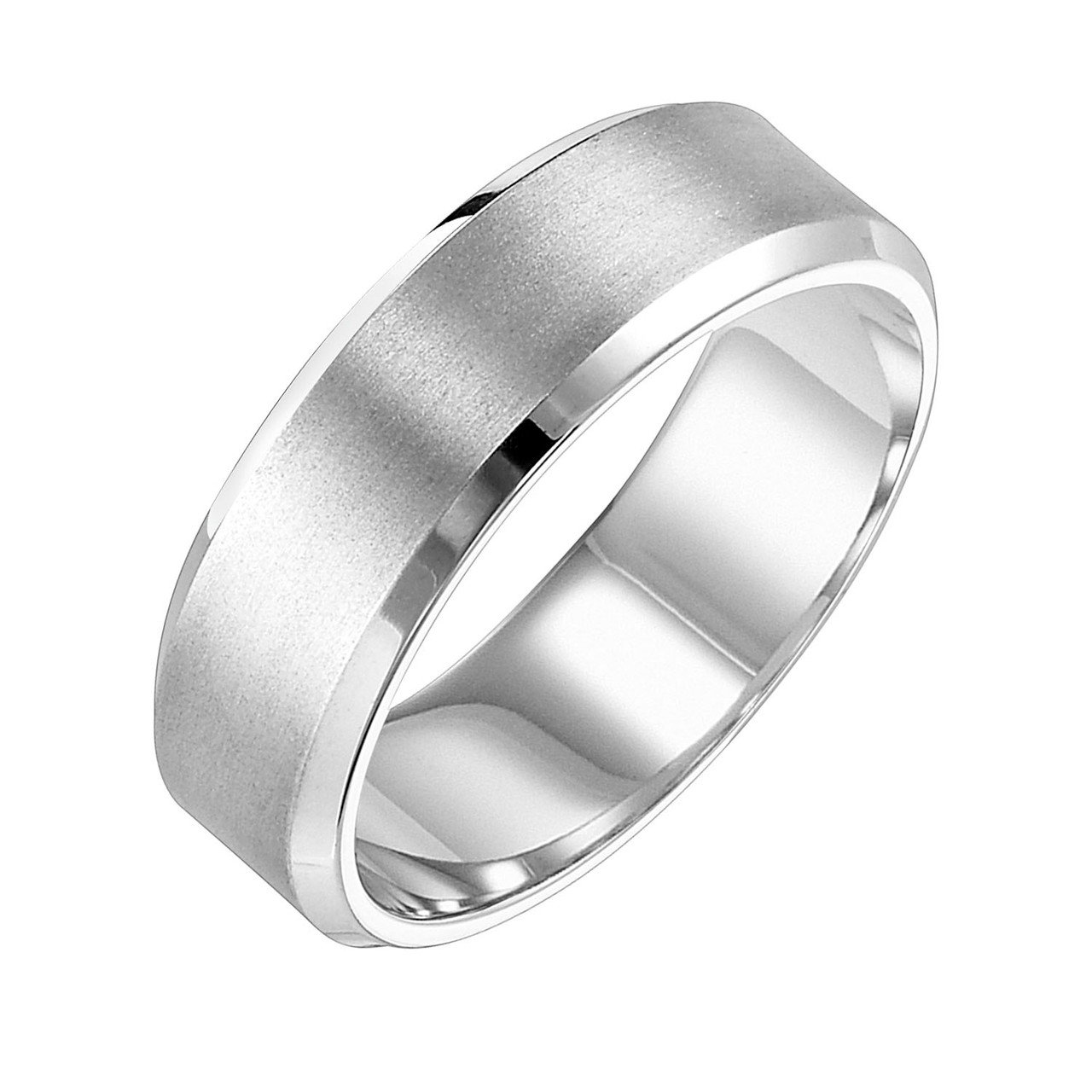 Satin Bevel Edge 7mm Wedding Band 1