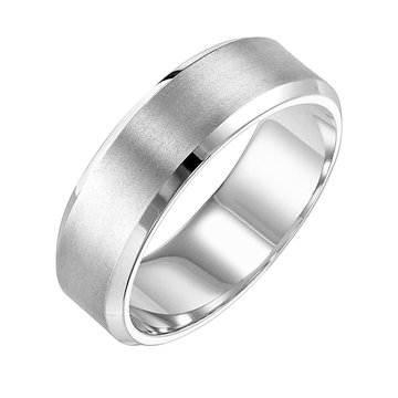 Satin Bevel Edge 7mm Wedding Band In Rose Gold 14K