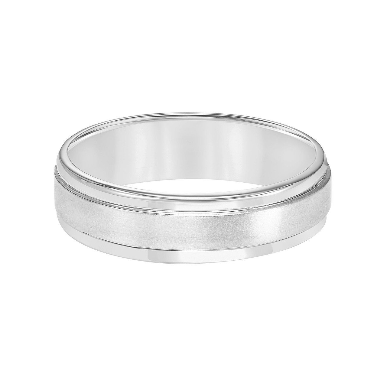 Matte High Polished Edge 6mm Wedding Band 0